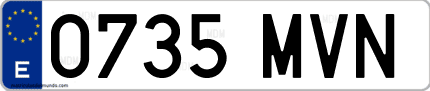 Ejemplo de matrícula de coche ordinaria 0735 MVN