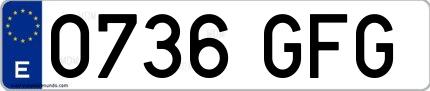 Ejemplo de matrícula española 0736 GFG