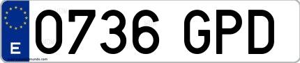 Ejemplo de matrícula española 0736 GPD