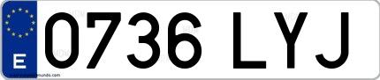 Ejemplo de matrícula española 0736 LYJ
