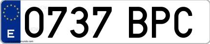 Ejemplo de matrícula española 0737 BPC