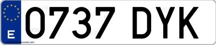 Ejemplo de matrícula española 0737 DYK