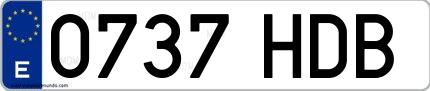 Ejemplo de matrícula española 0737 HDB