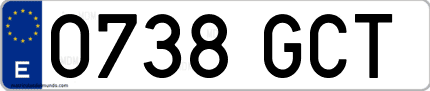 Ejemplo de matrícula de coche ordinaria 0738 GCT