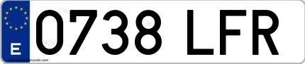 Ejemplo de matrícula española 0738 LFR