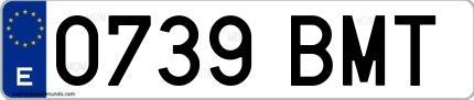 Ejemplo de matrícula española 0739 BMT