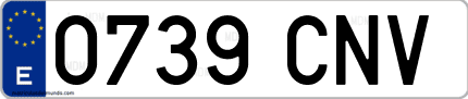 Ejemplo de matrícula de coche ordinaria 0739 CNV
