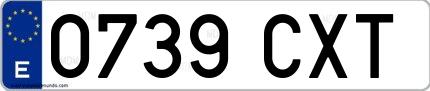 Ejemplo de matrícula española 0739 CXT