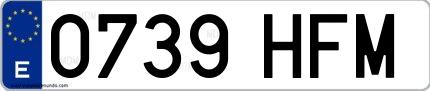 Ejemplo de matrícula española 0739 HFM