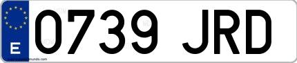 Ejemplo de matrícula española 0739 JRD