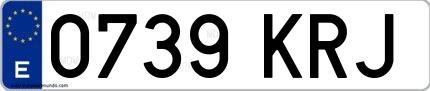 Ejemplo de matrícula española 0739 KRJ