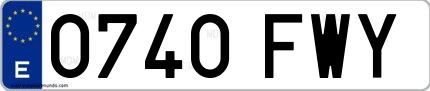 Ejemplo de matrícula española 0740 FWY