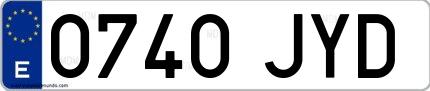 Ejemplo de matrícula española 0740 JYD