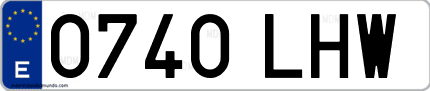 Ejemplo de matrícula de coche ordinaria 0740 LHW