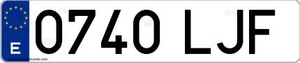 Ejemplo de matrícula española 0740 LJF
