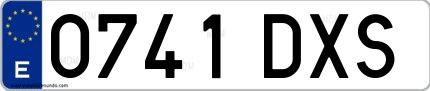 Ejemplo de matrícula española 0741 DXS