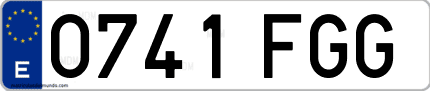 Ejemplo de matrícula de coche ordinaria 0741 FGG