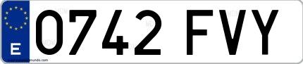 Ejemplo de matrícula española 0742 FVY