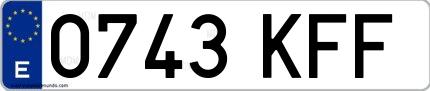 Ejemplo de matrícula española 0743 KFF