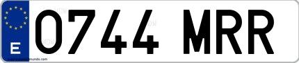 Ejemplo de matrícula española 0744 MRR