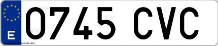 Ejemplo de matrícula española 0745 CVC