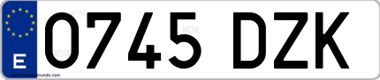 Ejemplo de matrícula de coche ordinaria 0745 DZK