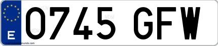 Ejemplo de matrícula española 0745 GFW