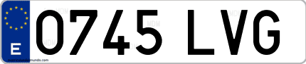 Ejemplo de matrícula de coche ordinaria 0745 LVG