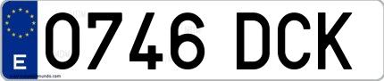 Ejemplo de matrícula española 0746 DCK