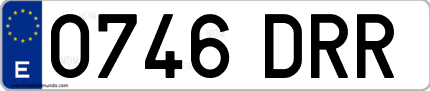 Ejemplo de matrícula de coche ordinaria 0746 DRR