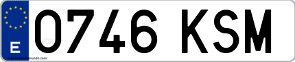 Ejemplo de matrícula de coche ordinaria 0746 KSM