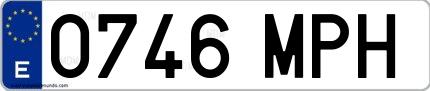 Ejemplo de matrícula española 0746 MPH