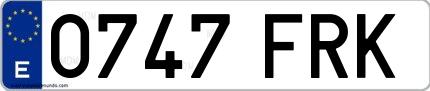 Ejemplo de matrícula española 0747 FRK