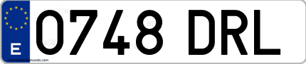 Ejemplo de matrícula de coche ordinaria 0748 DRL