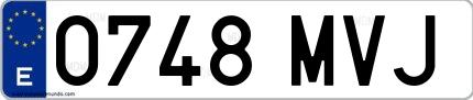 Ejemplo de matrícula española 0748 MVJ