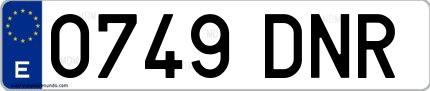 Ejemplo de matrícula española 0749 DNR