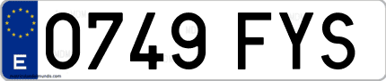 Ejemplo de matrícula de coche ordinaria 0749 FYS