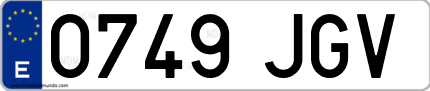 Ejemplo de matrícula de coche ordinaria 0749 JGV