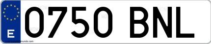 Ejemplo de matrícula española 0750 BNL