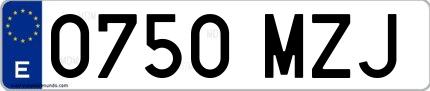 Ejemplo de matrícula española 0750 MZJ