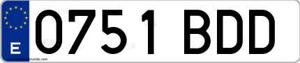 Ejemplo de matrícula de coche ordinaria 0751 BDD