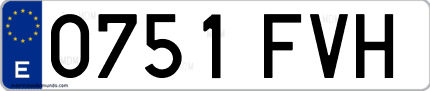 Ejemplo de matrícula de coche ordinaria 0751 FVH