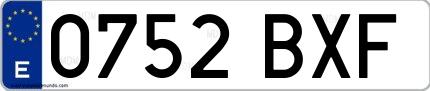 Ejemplo de matrícula española 0752 BXF