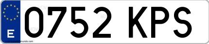 Ejemplo de matrícula española 0752 KPS