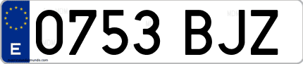 Ejemplo de matrícula de coche ordinaria 0753 BJZ