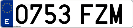Ejemplo de matrícula de coche ordinaria 0753 FZM