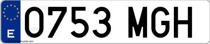 Ejemplo de matrícula española 0753 MGH