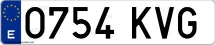 Ejemplo de matrícula española 0754 KVG