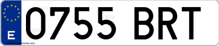 Ejemplo de matrícula de coche ordinaria 0755 BRT
