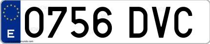 Ejemplo de matrícula española 0756 DVC